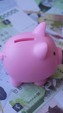 Finansal işlemler için Kore kağıt parası, kazanılmış ve nakit para. Kore parası