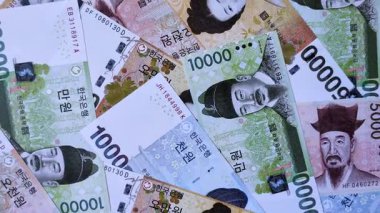 Finansal işlemler için Kore kağıt parası, kazanılmış ve nakit para. Kore parası