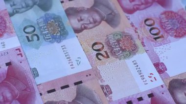 Nakit, kağıt yuan banknotları, ticari işlemler, finansal geçmiş. Yuan banknotları