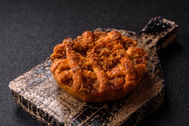 Elma ya da balkabağı turtası ya da turta Amerika 'nın sonbahar tatlısıdır. Tasarımınız için elmalı turta yemek arka planı olarak