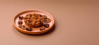 Elma ya da balkabağı turtası ya da turta Amerika 'nın sonbahar tatlısıdır. Tasarımınız için elmalı turta yemek arka planı olarak