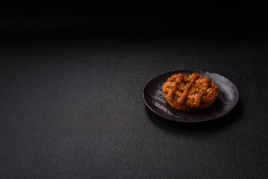 Elma ya da balkabağı turtası ya da turta Amerika 'nın sonbahar tatlısıdır. Tasarımınız için elmalı turta yemek arka planı olarak