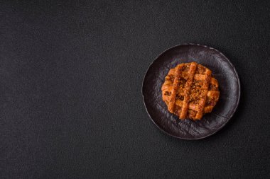 Elma ya da balkabağı turtası ya da turta Amerika 'nın sonbahar tatlısıdır. Tasarımınız için elmalı turta yemek arka planı olarak