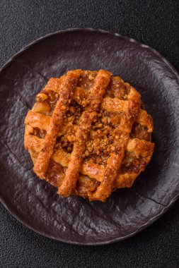 Elma ya da balkabağı turtası ya da turta Amerika 'nın sonbahar tatlısıdır. Tasarımınız için elmalı turta yemek arka planı olarak