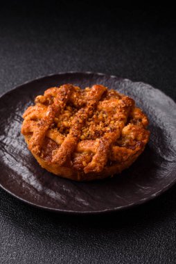 Elma ya da balkabağı turtası ya da turta Amerika 'nın sonbahar tatlısıdır. Tasarımınız için elmalı turta yemek arka planı olarak