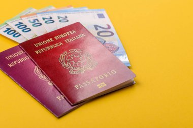 Seyahat, uçmak ve iş yapmak için İtalya pasaportu. İtalyanca belge, sınırı geçmek için kimlik