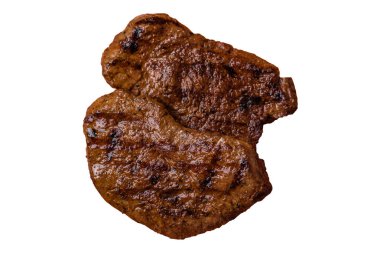 Yemek, ızgara biftek, öğle yemeği için kızarmış et. Tasarımınız için yemek olarak ızgara biftek..