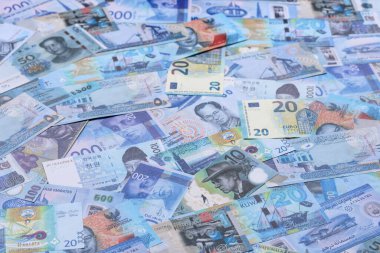 Para geçmişi, döviz kuru, farklı ülkelerden gelen kağıt banknotlar. Tasarımınız için finansal bir fon olarak para nakit para birimi