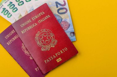 Seyahat, uçmak ve iş yapmak için İtalya pasaportu. İtalyanca belge, sınırı geçmek için kimlik