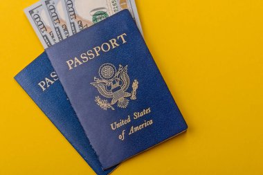 Seyahat, uçmak ve iş yapmak için ABD pasaportu. ABD belgesi, sınırı geçmek için kimlik