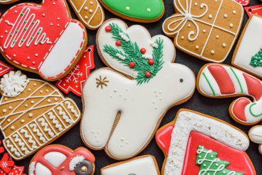 Zencefilli çörek, Noel kurabiyeleri ve bayram süsleri. Noel zencefilli ekmeği tasarımınız için bir zemin