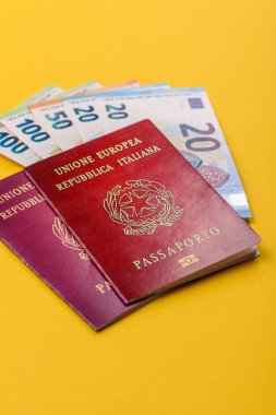 Seyahat, uçmak ve iş yapmak için İtalya pasaportu. İtalyanca belge, sınırı geçmek için kimlik
