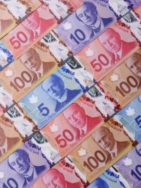Para, Kanada para birimi, çeşitli banknotların dolar banknotları. Tasarımınız için Kanada parası