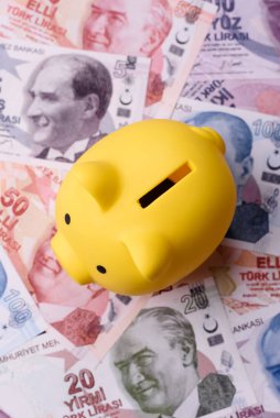 Bir domuz kumbarası depolama, biriktirme ve finansal kaynaklar biriktirme konsepti olarak kullanılıyor. Tasarımınız için bir kumbara.