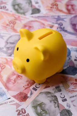 Bir domuz kumbarası depolama, biriktirme ve finansal kaynaklar biriktirme konsepti olarak kullanılıyor. Tasarımınız için bir kumbara.