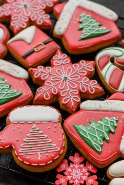 Zencefilli çörek, Noel kurabiyeleri ve bayram süsleri. Noel zencefilli ekmeği tasarımınız için bir zemin