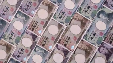 Japonya, Japon yeni kağıt banknotlar, iş için para, finansal işlemler ve anlaşmalar. Tasarımınız için finansal bir arkaplan olarak Japonca yen