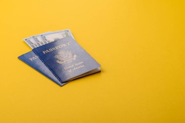 Seyahat, uçmak ve iş yapmak için ABD pasaportu. ABD belgesi, sınırı geçmek için kimlik