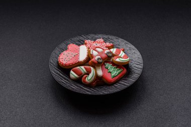 Zencefilli çörek, Noel kurabiyeleri ve bayram süsleri. Noel zencefilli ekmeği tasarımınız için bir zemin