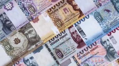Macar forinti, nakit para, Macaristan para birimi, finansal işlemler için banknotlar. Tasarımınız için finansal arka plan olarak Macar forinti