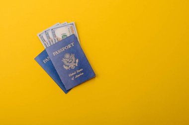 Seyahat, uçmak ve iş yapmak için ABD pasaportu. ABD belgesi, sınırı geçmek için kimlik