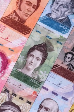 Venezuela Bolivar 'ı, nakit para, Venezuela' nın para birimi, finansal işlemler için para. Venezuela Bolivar tasarımın için finansal bir arka plan.
