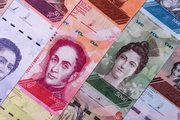 Venezuela Bolivar 'ı, nakit para, Venezuela' nın para birimi, finansal işlemler için para. Venezuela Bolivar tasarımın için finansal bir arka plan.