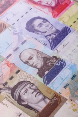 Venezuela Bolivar 'ı, nakit para, Venezuela' nın para birimi, finansal işlemler için para. Venezuela Bolivar tasarımın için finansal bir arka plan.