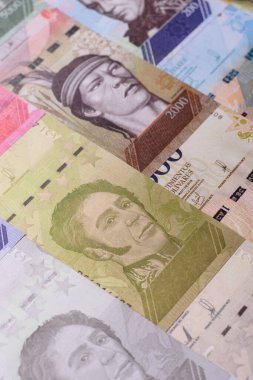 Venezuela Bolivar 'ı, nakit para, Venezuela' nın para birimi, finansal işlemler için para. Venezuela Bolivar tasarımın için finansal bir arka plan.