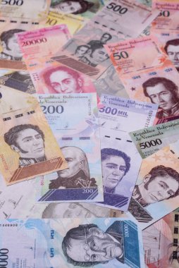 Venezuela Bolivar 'ı, nakit para, Venezuela' nın para birimi, finansal işlemler için para. Venezuela Bolivar tasarımın için finansal bir arka plan.