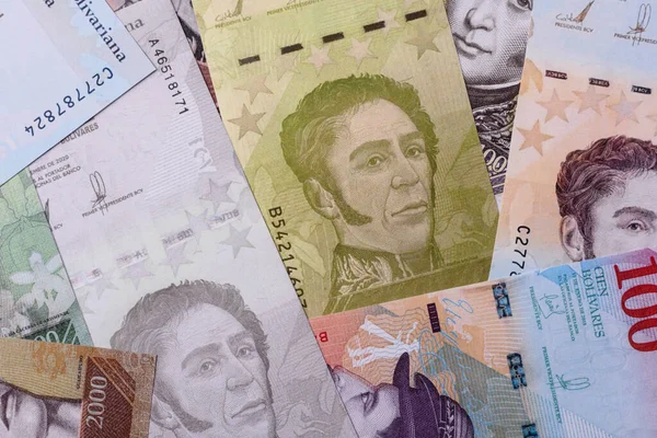 Venezuela Bolivar 'ı, nakit para, Venezuela' nın para birimi, finansal işlemler için para. Venezuela Bolivar tasarımın için finansal bir arka plan.
