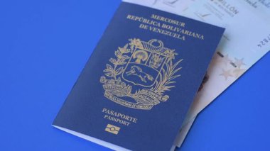 Venezuela pasaportu, uluslararası seyahat ve tatil için Venezuela vizesi. Tasarımınız için arka plan olarak Venezuela pasaportu