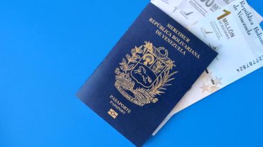 Venezuela pasaportu, uluslararası seyahat ve tatil için Venezuela vizesi. Tasarımınız için arka plan olarak Venezuela pasaportu