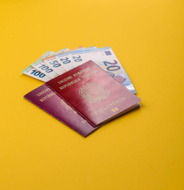 Seyahat, uçmak ve iş yapmak için İtalya pasaportu. İtalyanca belge, sınırı geçmek için kimlik