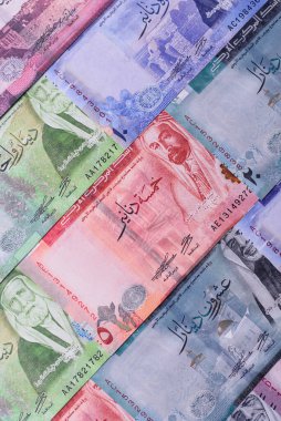 Ürdün parası, Ürdün dinarı para birimi, çeşitli mezheplerin banknotları, finansal işlemler. Ürdün parası, tasarımın için finansal bir fon olarak dinar.