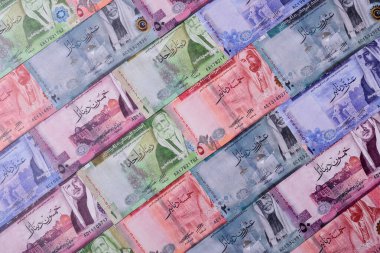 Ürdün parası, Ürdün dinarı para birimi, çeşitli mezheplerin banknotları, finansal işlemler. Ürdün parası, tasarımın için finansal bir fon olarak dinar.
