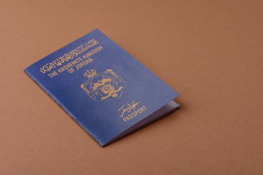 Ürdün pasaportu, uluslararası seyahat ve tatil için Ürdün vizesi. Tasarımınız için arka plan olarak Ürdün pasaportu