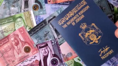 Ürdün pasaportu, uluslararası seyahat ve tatil için Ürdün vizesi. Tasarımınız için arka plan olarak Ürdün pasaportu