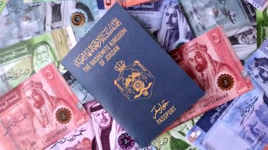 Ürdün pasaportu, uluslararası seyahat ve tatil için Ürdün vizesi. Tasarımınız için arka plan olarak Ürdün pasaportu