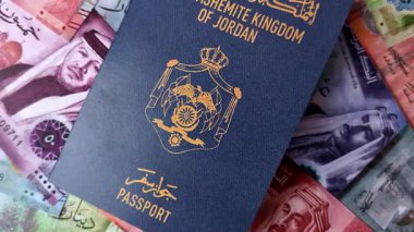 Ürdün pasaportu, uluslararası seyahat ve tatil için Ürdün vizesi. Tasarımınız için arka plan olarak Ürdün pasaportu
