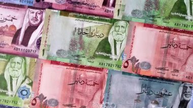 Ürdün parası, Ürdün dinarı para birimi, çeşitli mezheplerin banknotları, finansal işlemler. Ürdün parası, tasarımın için finansal bir fon olarak dinar.