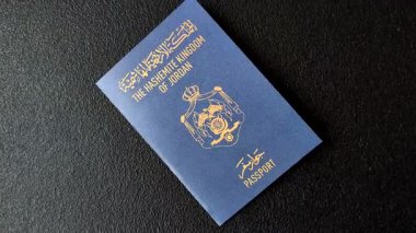 Ürdün pasaportu, uluslararası seyahat ve tatil için Ürdün vizesi. Tasarımınız için arka plan olarak Ürdün pasaportu