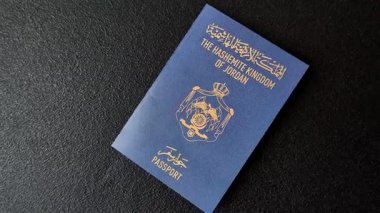 Ürdün pasaportu, uluslararası seyahat ve tatil için Ürdün vizesi. Tasarımınız için arka plan olarak Ürdün pasaportu