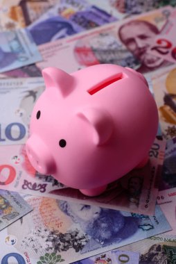 Bir domuz kumbarası depolama, biriktirme ve finansal kaynaklar biriktirme konsepti olarak kullanılıyor. Tasarımınız için bir kumbara.