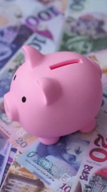 Bir domuz kumbarası depolama, biriktirme ve finansal kaynaklar biriktirme konsepti olarak kullanılıyor. Tasarımınız için bir kumbara.