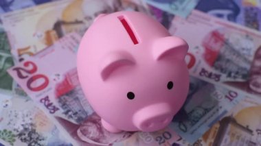 Bir domuz kumbarası depolama, biriktirme ve finansal kaynaklar biriktirme konsepti olarak kullanılıyor. Tasarımınız için bir kumbara.