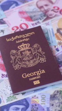 Gürcistan pasaportu, uluslararası seyahat ve tatil için Gürcistan vizesi. Tasarımınız için arka plan olarak Gürcistan pasaportu