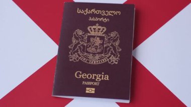 Gürcistan pasaportu, uluslararası seyahat ve tatil için Gürcistan vizesi. Tasarımınız için arka plan olarak Gürcistan pasaportu