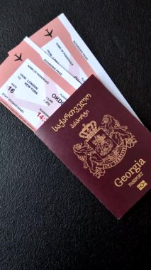 Gürcistan pasaportu, uluslararası seyahat ve tatil için Gürcistan vizesi. Tasarımınız için arka plan olarak Gürcistan pasaportu