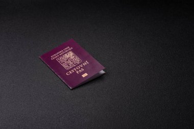 Çek Cumhuriyeti pasaportu, seyahat, boş zaman ve finansal belge. Tasarımınız için arka plan olarak Çek pasaportu